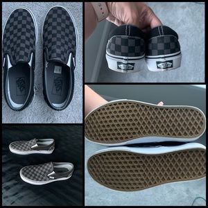 Grey & Black Checkered Slip On Vans